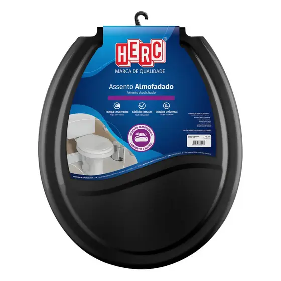 ASSENTO SANITARIO ALMOFADADO PRATICO PRETO HERC
