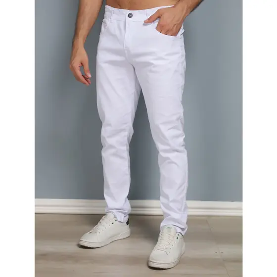 Calça Sarja Branca Masculino Confortavel Casual TOP Enviar rápido