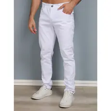 Calça Sarja Branca Masculino Confortavel Casual TOP Enviar rápido