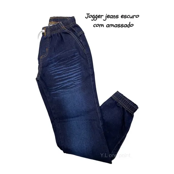 Calça JEANS Jogger Infantil Com Punho Elástico Top