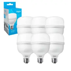 Kit 6 Lâmpadas Led Bulbo 20w Elgin Alta Potência Bivolt 6500k Branca Fria