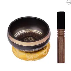 Muslady Tibetano Cantar Tigela Conjunto Com 11.5 cm / 4.5 Polegada Artesanal De Metal Tigela De Som & Almofada Macia & Grever De Madeira Para Meditação Som Chakra Cura Yoga Relaxamento
