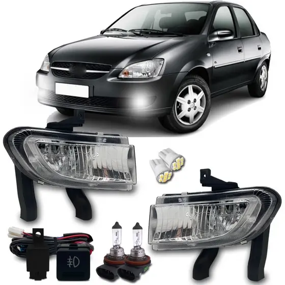 Kit Farol Milha Novo Corsa Classic 2010 2011 2012 2013 Com Lampadas