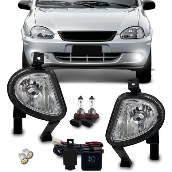 Kit Farol De Milha Auxiliar Neblina Lâmpada Compatível Corsa Classic 2003 2004 2005 2006