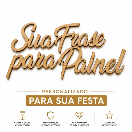 Frase Decorativa Painel Festa MDF Nome Personalizado