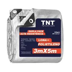 Lona 5X3 Cobertura Cinza Preta Impermeável 300 Micras Grossa 190g/m2 TNT