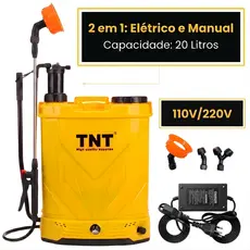 Pulverizador Borrifador Elétrico e Manual Costal 20L Bomba e Defensivos Agrícola Jardim