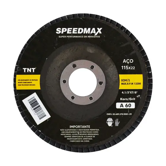 Disco De Lixa Flap 4.1/2 Grão 60 P/ Lixadeira Kit C/10pçs