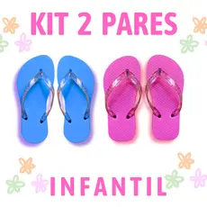 Kit 2 Pares Chinelo Infantil Feminino Correia de Glitter Borracha