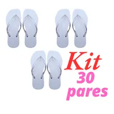 Kit 30 Pares Chinelo Feminino Branco Para Casamento Festa Atacado Correia Glitter