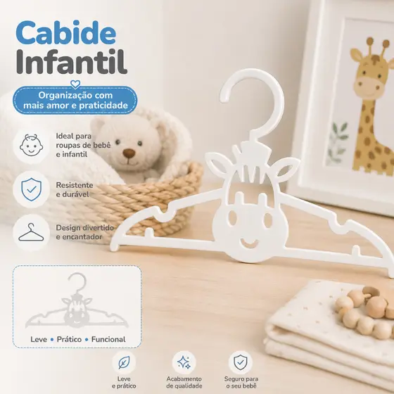 CABIDE INFANTIL GIRAFINHA Decorativo Roupa de Bebê