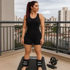 Colchonete de Academia Caneleira com Peso 2Kg Roda Abdominal com Corda de Pular Treino Funcional TreineCasa Envio Rápido