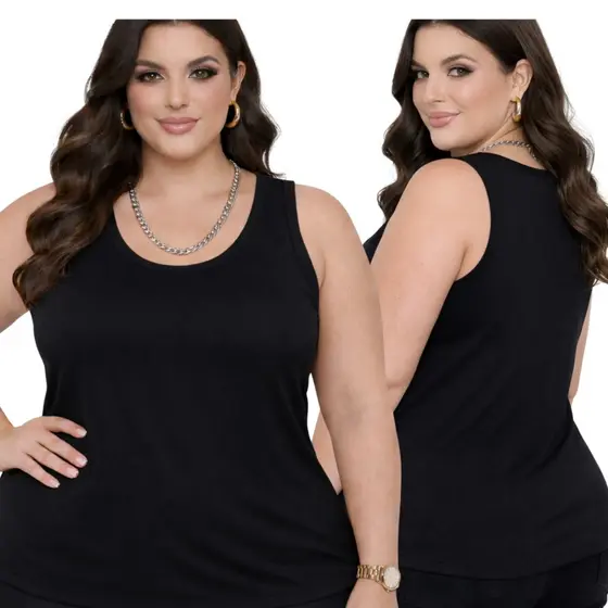 Regata Nadador Plus Size Feminina Viscolaycra tamanho Grande Branca Vermelha Preta Amarela G1 G2  G3