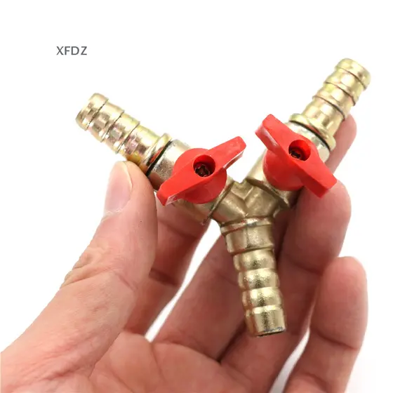 [XFDZ] Válvula De Corte Em Y De Latão T De 3 Vias 3/8 " 10mm Barb Combustível Gás Óleo/Braçadeira De Tipo Conector Tubos
