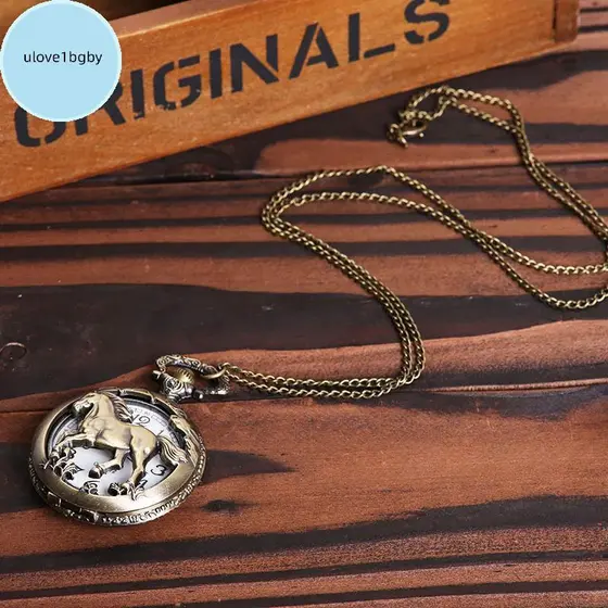 UloveBB Retro Bronze Oco Cavalo Poeta Relógio Nelace Movimento De Quartzo Não-Impermeável Para Homens Presentes De Ano N