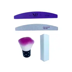 Kit Limpeza Básico Lixa Bloco+ Lixa Boomerang+ Lixa Buffer + Escova limpeza ou Kabuki -Unhas