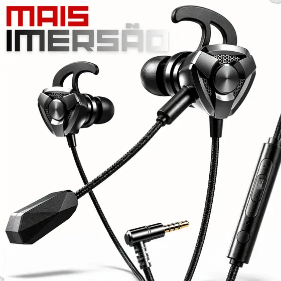 Headset Fone Gamer Intra Auricular Com Microfone P3 Celular PC PS4 Xbox Free Fire PUBG COD