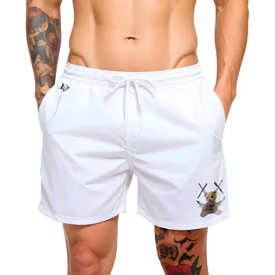 Short Tactel Masculino Estampado Urso Smile X – Confortável para Academia, Praia, Piscina e Esporte