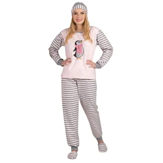 Conjunto De Moletinho Pijama Feminino Blusa Manga Longa e Calca Flanelado Quentinho De Inverno