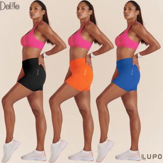 Short Fitness LSport Feminino Lupo Cos Com Borda Interna Com Silicone Sem Costura de Academia Basic