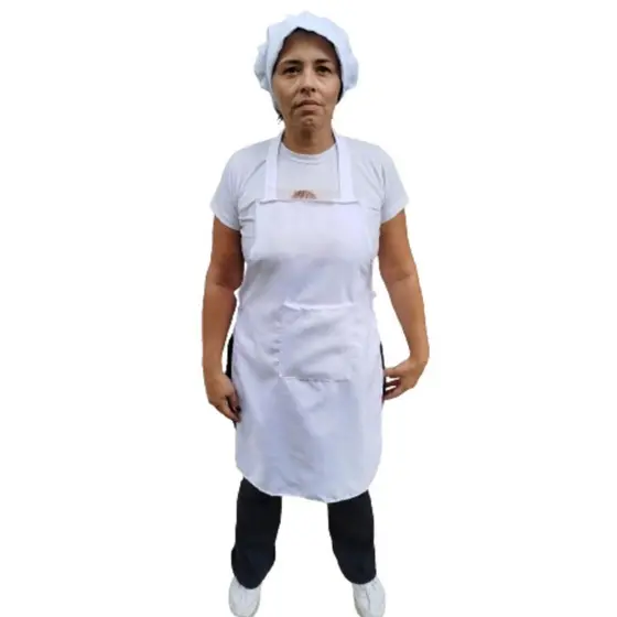 AVENTAL DE COZINHA COM BOLSO + TOUCA COZINHA GORRO COZINHEIRO PADARIA COZINHA UNIFORME GARÇOM UNIFORME GARÇONETE UNIFORME FAXINEIRA UNIFORME DE COZINHA .