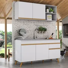 Armário de Cozinha Compacta Gourmet Veneza Multimóveis MP2142.156 Branco