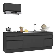 Armário de Cozinha Compacta com Rodapé Veneza Multimóveis MP2109.895 Preto