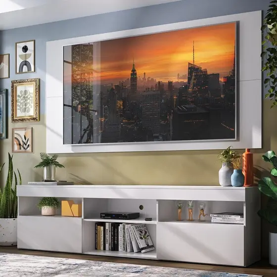 Rack com Painel P/TV até 65" Flórida Multimóveis  Branco