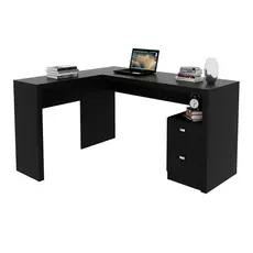 Escrivaninha/Mesa Escritório de Canto com 2 gavetas Multimóveis CR25032 Preto