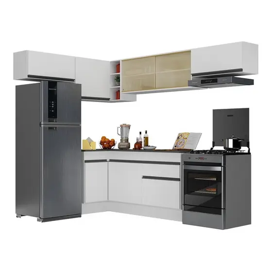 Armário de Cozinha Completa de Canto com Rodapé Veneza Multimóveis V2095