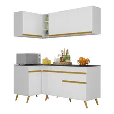 Cozinha Compacta de Canto Veneza GW Multimóveis MP2057 com Armário e Balcão Branca