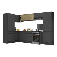 Armário de Cozinha Completa de Canto com Rodapé Veneza Multimóveis MP2090.895 Preto