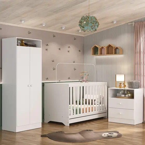 Quarto de Bebê Infantil Completo Encanto Multimóveis Branco
