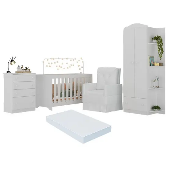Quarto Completo com Colchão e Poltrona de Amamentação João e Maria Multimóveis MP4098