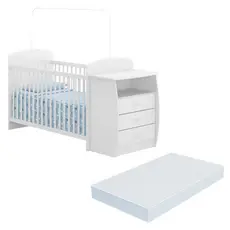 Berço Cômoda com Colchão Incluso Colinho de Mãe Multimóveis FG2951 Branco