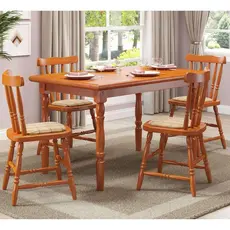 Conjunto Mesa de Jantar 125cm com 4 Cadeiras Estofadas Madeira Maciça Multimóveis CR50084