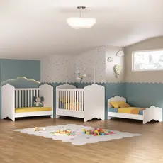 Berço Americano 3 em 1 para Colchão 70 x 130 cm com Grade Soft Nuvem Multimóveis Branco