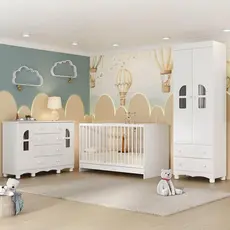 Quarto de Bebê Completo Aurora Multimóveis MP4564 com Berço 3 em 1 para Colchão 130x60cm