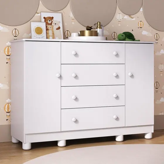 Cômoda Infantil 125cm 2 Portas e 4 Gavetas Allegra Multimóveis MP4445