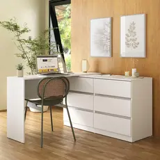 Escrivaninha em L 120cm com 6 Gavetas Flex Multimóveis MP6030 – Escritório/Home Office Moderno