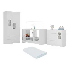 Quarto de Bebê Completo com Berço 3 em 1 com Colchão Incluso Serena Multimóveis MP4543