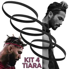 KIT 4 ELASTICO TIARA Faixa Cabelo Crossfit Yoga Mulher Homem Esportes Academia