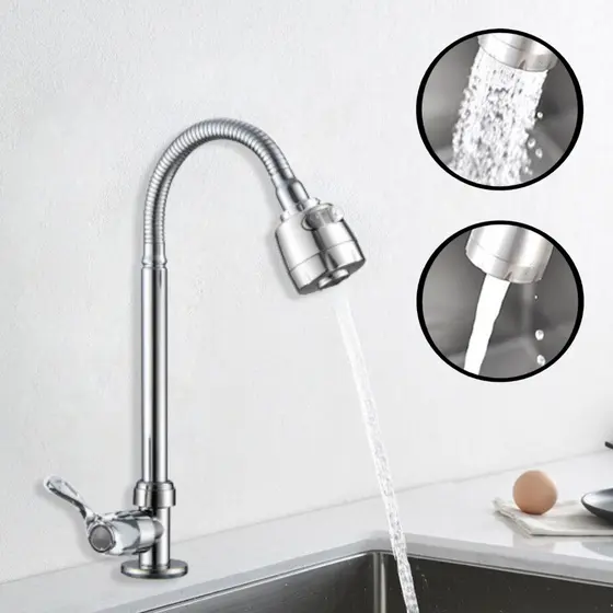 Torneira Cozinha Gourmet Bancada Flexível 1/4 Volta Cromo