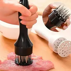 Amaciador Batedor De Carne Bife Com Furador Aço Inox