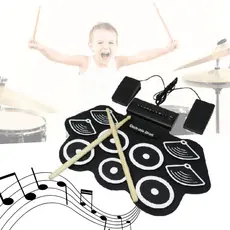 Bateria Eletrônica Instrumento Musical Portátil Digital Silicone 9 Pads Baquetas Drum Pedais