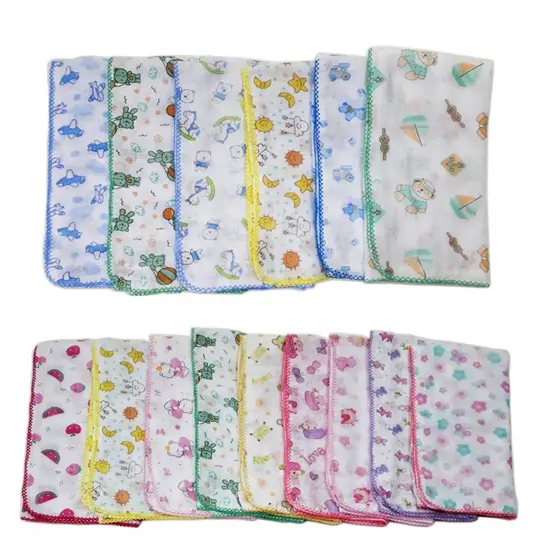 Fralda Estampada Luxo 70x70 Com Crochê Kit Com 5 Pçs
