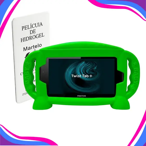 Capinha Emborrachada infantil Para Tablet 7 polegadas positivo T770 32GB 7 Android 8.0 + pelicula do vidro Temperado 9H