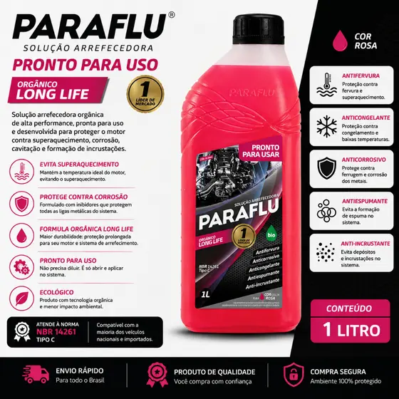 Aditivo Para Radiador Pronto Uso Paraflu 1l Orgânico Rosa