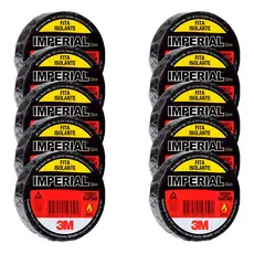 Kit 10 Rolos De Fita Isolante 3m Imperial 10 Metros 3m Preta