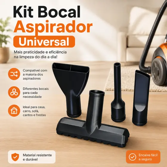 Kit 4 Bocal Ponteira Para Aspirador De Pó 3,2cm Cantos Frestas Sofá Carro Kit Com Organizador
